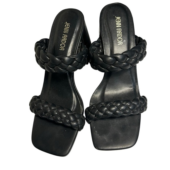 Jenn Arbor Shoes - Jenn Ardor Womens Black Braided Chunky Heeled Sandals Sz 8